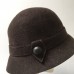 Jeanne Simmons Brown Wool Felt Cloche Bucket Hat Button Trim  eb-51373376